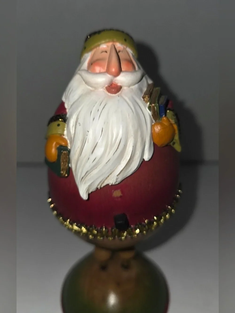 Santa Wooden Egg Shape Body Christmas Holiday Decor Rare Beauty Unique